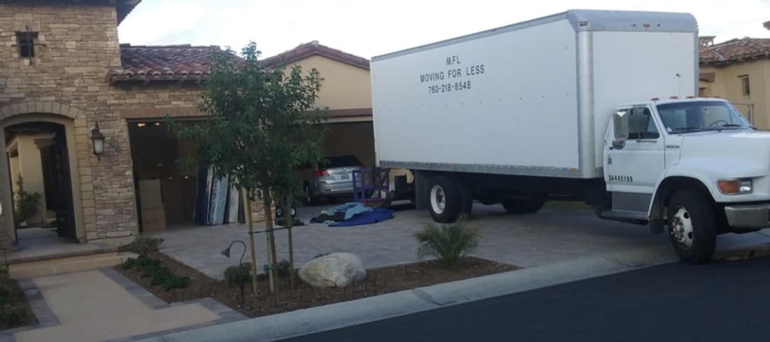MFL Moving For Less truck on a local Coachella Valley home move